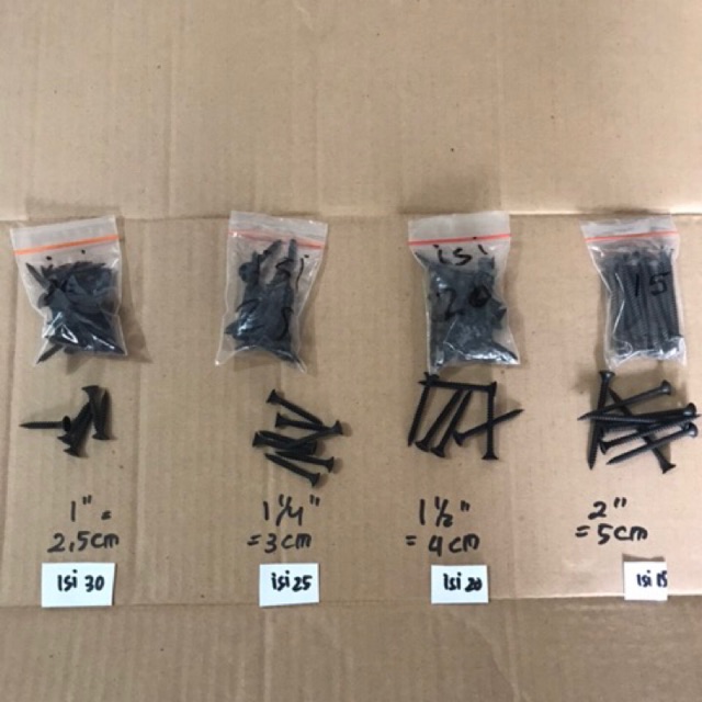 Skrup gypsum eceran , sekrup gipsum bungkusan . Skrup hitam