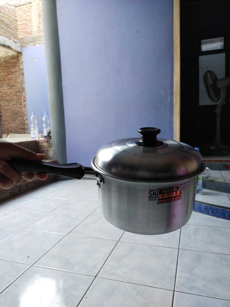 Panci Mie Air Rebus Alumunium / Panci Susu +tutup Global Eagle 18 Cm