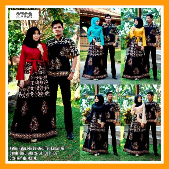 BATIK COUPLE SERAGAM PERNIKAHAN CP GAMIS KATUN BATIK COUPLE MOTIF TERBARU GAMIS MODERN TERLARIS 2703