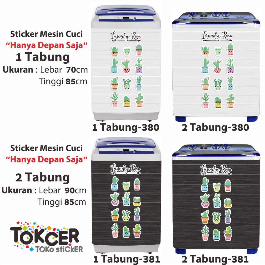 Stiker Mesin Cuci 1 dan 2 Tabung  KAKTUS
