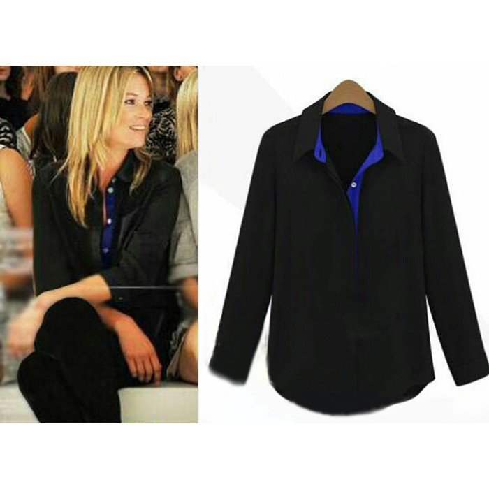 JAKET WANITA -  [Kemeja Veriska Hitam SW] kemeja wanita twiscone hitam