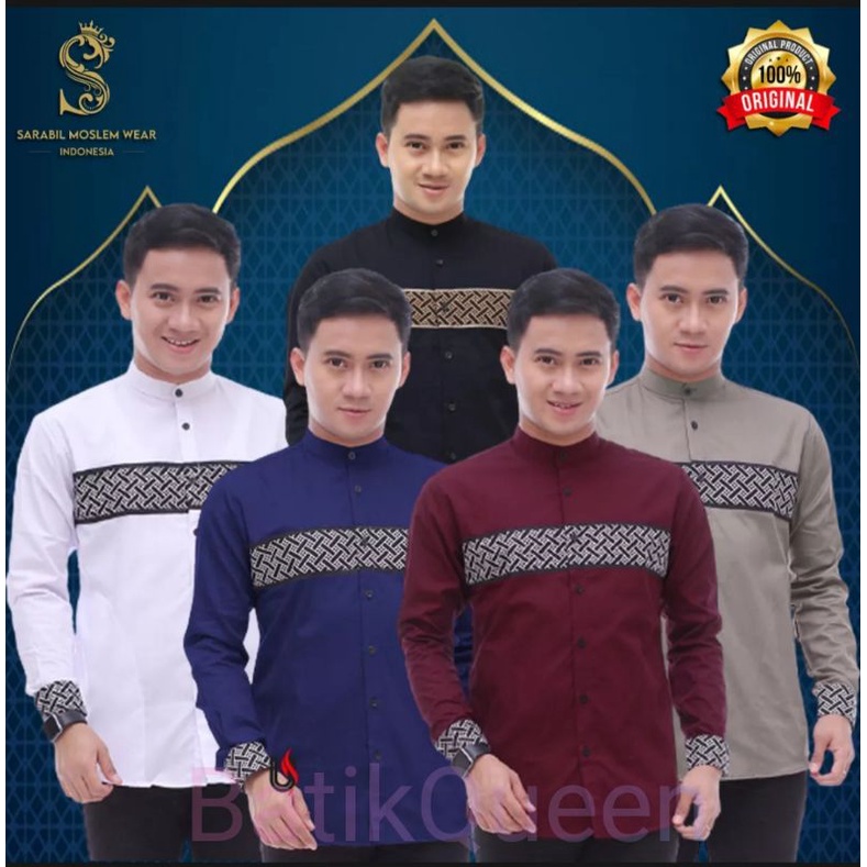 BAJU KOKO KURTA KOMBINASI BATIK FASHION PRIA DEWASA LENGAN PANJANG