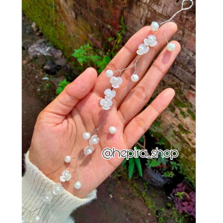 headpiece bunga/headpiece hijab/headpiece mutiara/hiasan kepala hijab/bando hijab ‑ JKT.811148