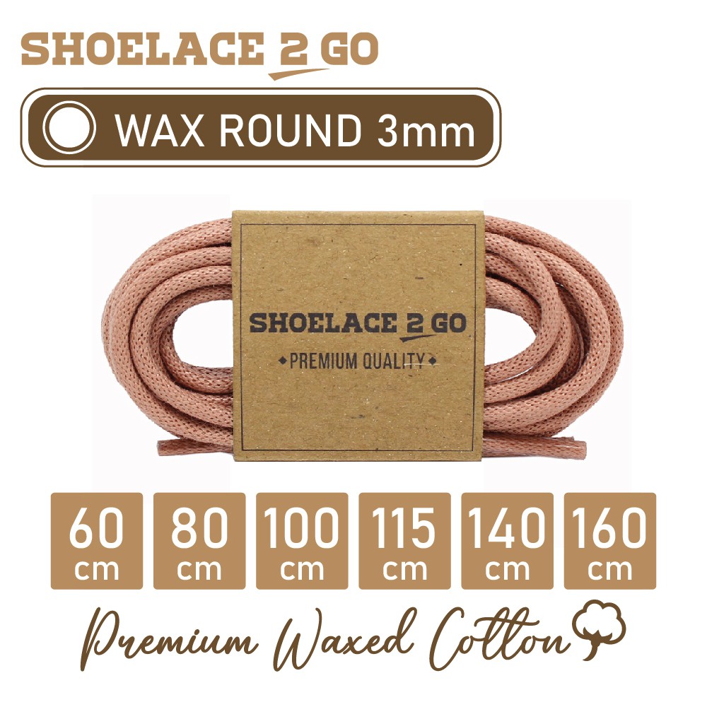 SHOELACE 2 GO PREMIUM TALI SEPATU LILIN WAX BULAT ROUND - WR3 - G1 - PINK ROSEWOOD - 3MM