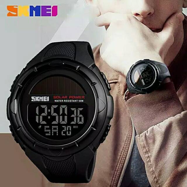 SKMEI Jam Tangan Tenaga Solar Pria Digital Anti Air Waterproof 50m