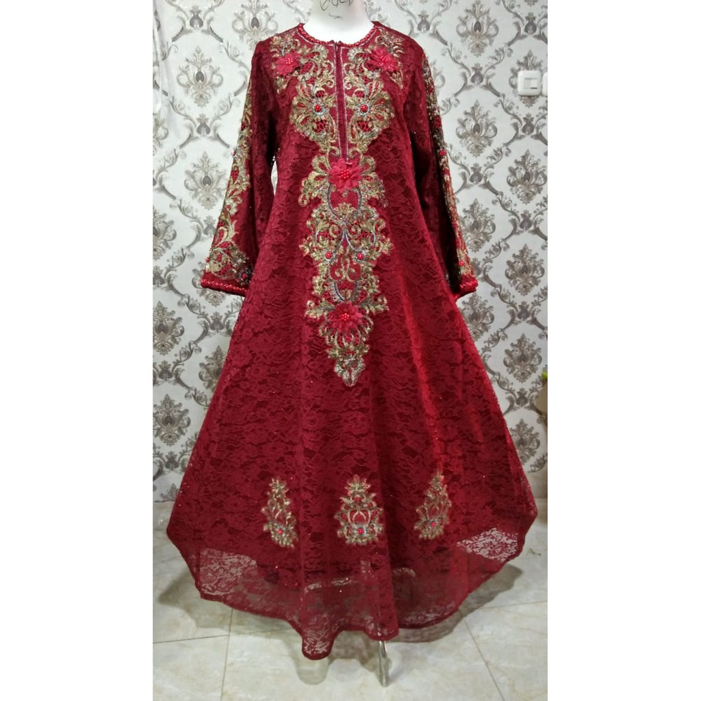 Gamis brokat bordir / Gamis pesta / Gamis brukat non gliter