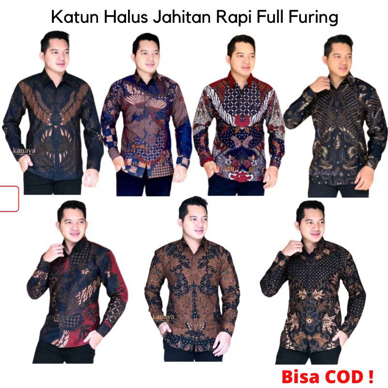 ASTAGUNA SERAGAM KANTOR BAJU KEMEJA ATASAN BATIK PRIA LENGAN PANJANG PREMIUM MODERN KATUN FURING