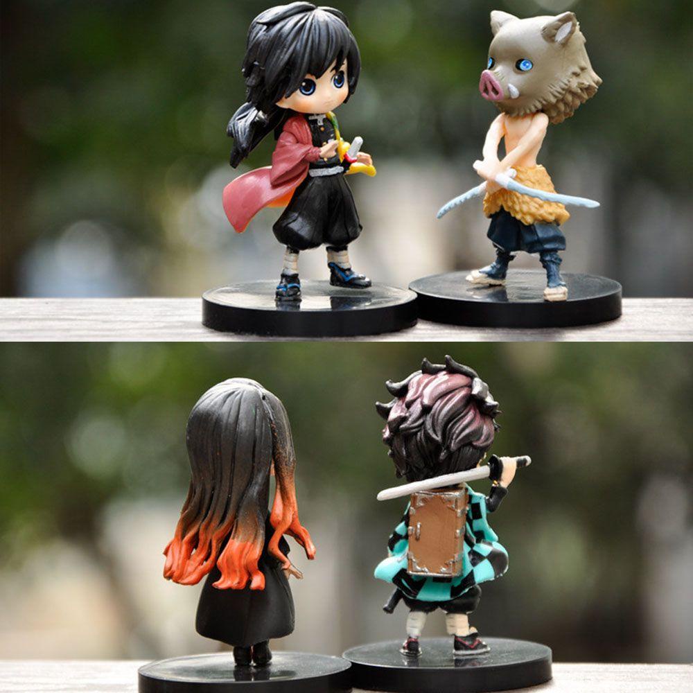 Suyo 6Pcs / Set Miniatur Patung Anime Demon Slayer Kimetsu No Yaiba Bahan PVC Untuk Dekorasi