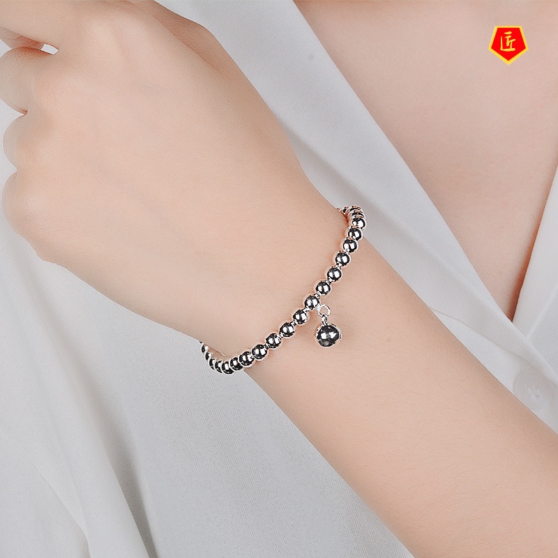 [Ready Stock]925 Silver Bell Beads Bracelet Simple Fashion