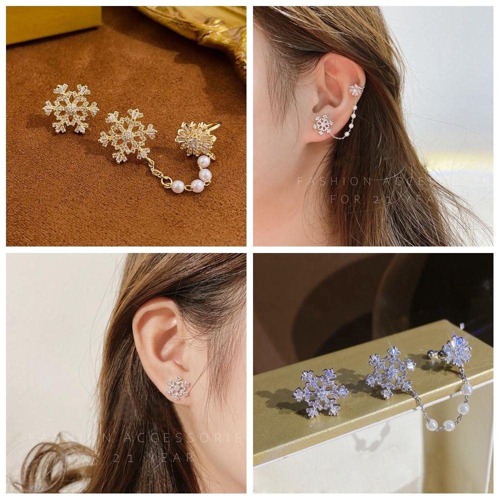 R-flower Snowflake Ear Wrap Baru Wanita Pria Tanpa Tindik Anting Tragus