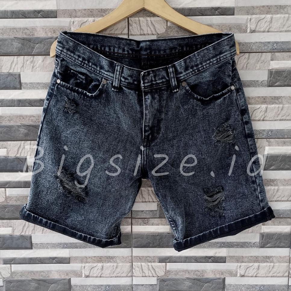 Sangat Nyaman.. celana jeans pendek pria sobek ripped terbaru jumbo big size 32 - 44