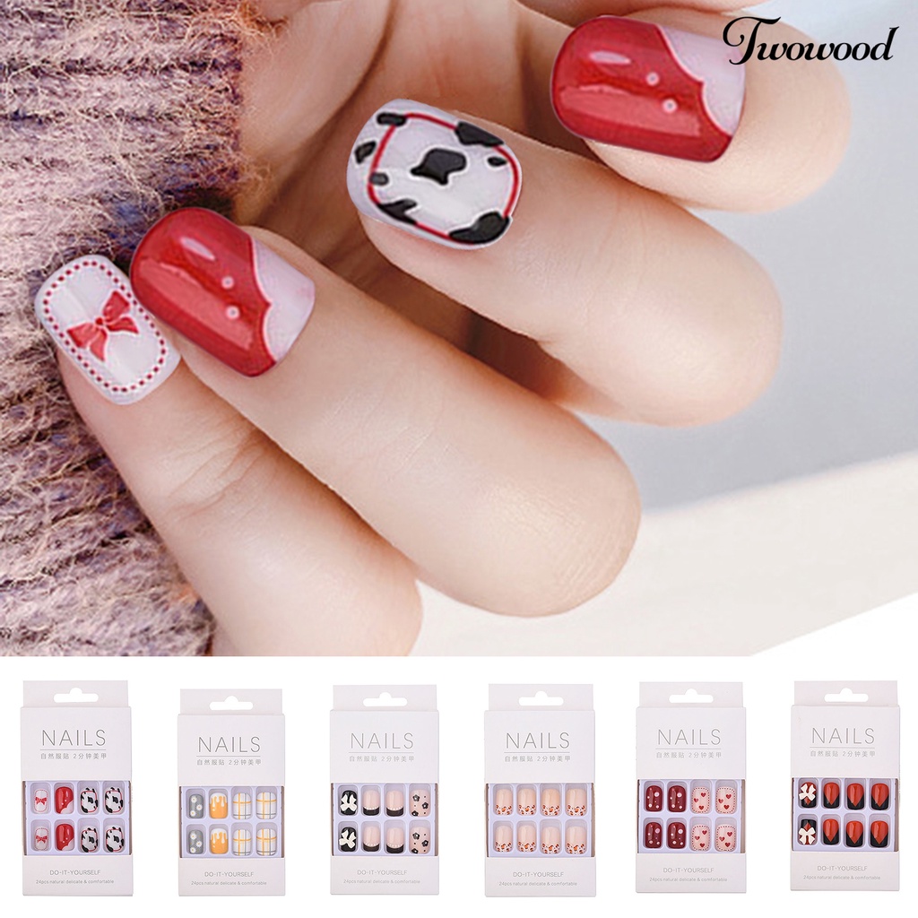 Twowood 1 Set Kuku Palsu Bahan Resin Untuk Nail Art