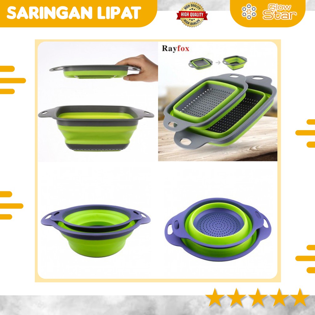 Keranjang Saringan Lipat Drain Basket Foldable Collapsible Bentuk Kotak / Lingkaran