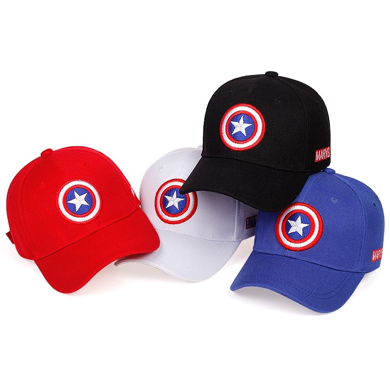 Topi Baseball Adjustable Motif Bordir Captain America Bahan Katun Gaya Kasual Untuk Anak Laki-Laki Dan Perempuan