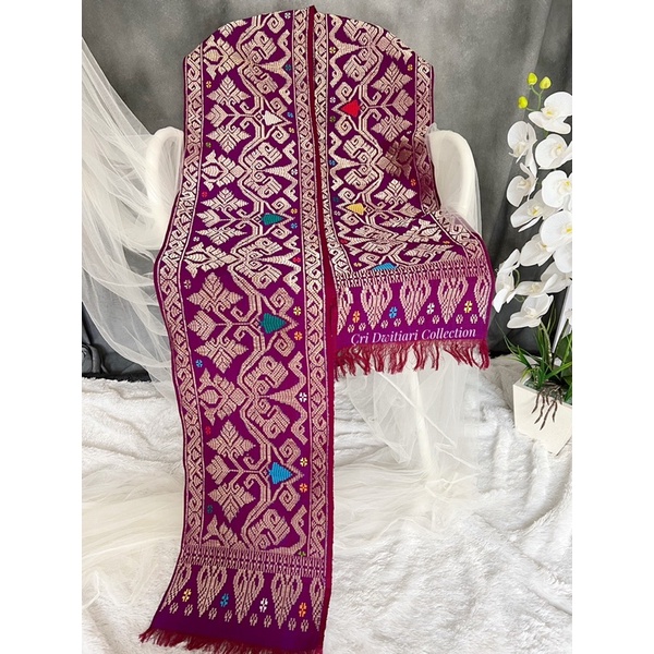 Selendang Songket Rebong/ Selendang Motif Bali Banyumas Cendana/ Palembang Besar/ Selendang Dada L23