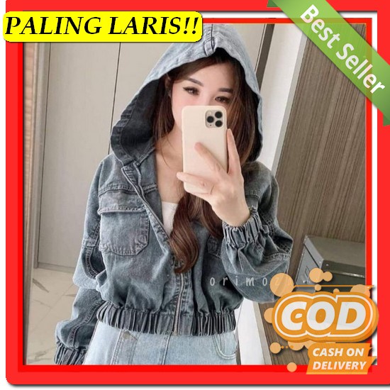Top Brand-Jaket Crop Jeans Levis Wanita Kantong Sobek Oversize Snow Wa Orimoza Croptie Jaket Hodie J
