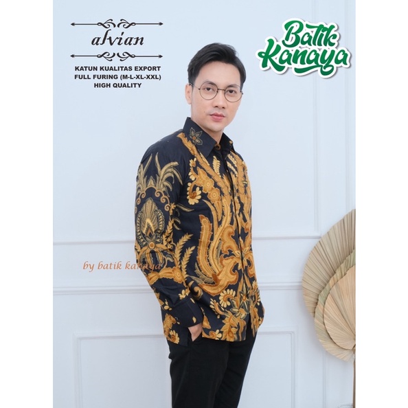 ALVIAN Kemeja Batik Pria Berlapis furing Bahan Katun Berkualitas Ekspor by kanaya