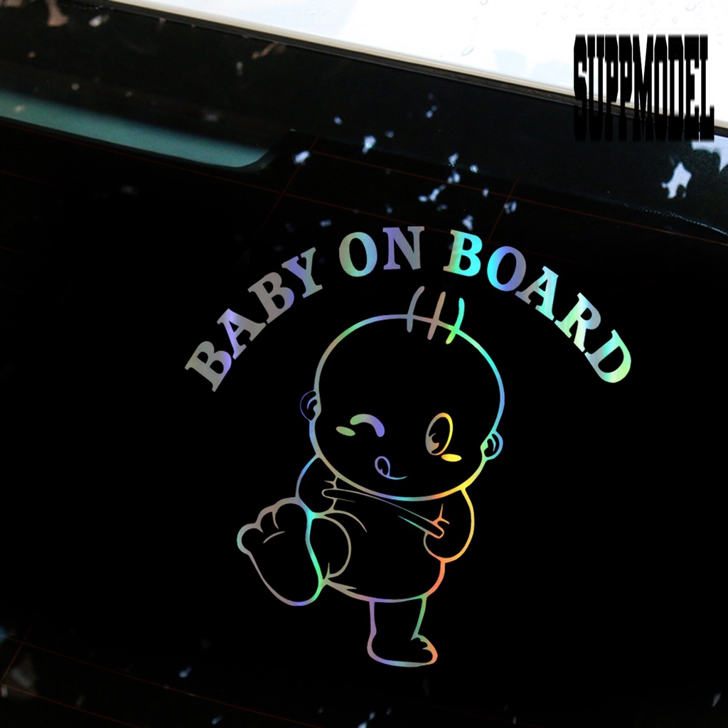 Stiker Reflektif Motif Baby On Board 3D Untuk Body Mobil