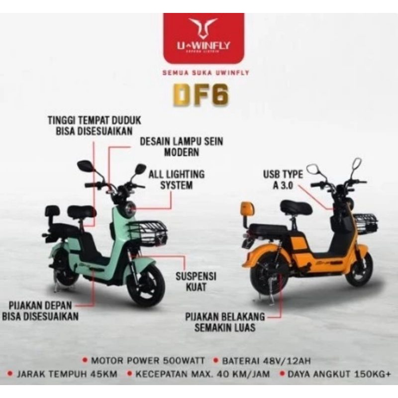 Sepeda Listrik Uwinfly U Winfly Df6 Df 6 Dragonfly 6 Dragonfly6 Aki VI