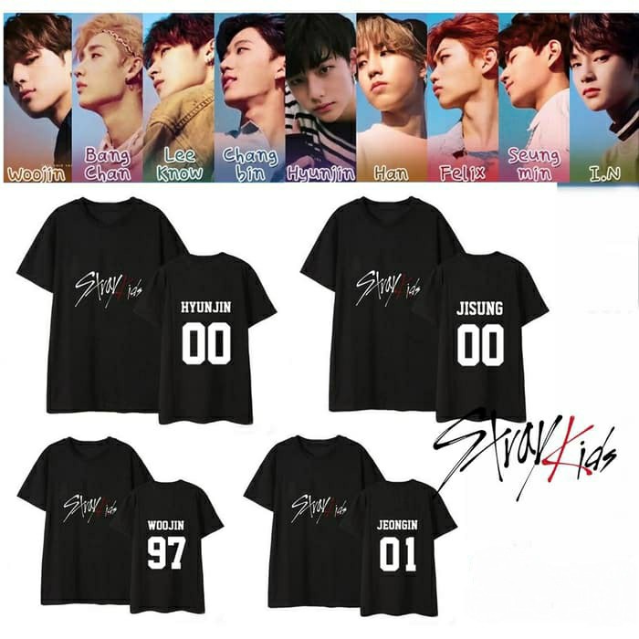 KAOS STRAYKIDS + NAMESET KPOP KOREA BOYBAND KATUN COMBED 30S KPOP + KAOS KPOP