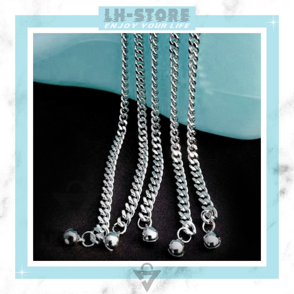 GELANG KAKI TITANIUM WANITA RANTAI POLOS 2 KERINCING ANTI KARAT TERBARU