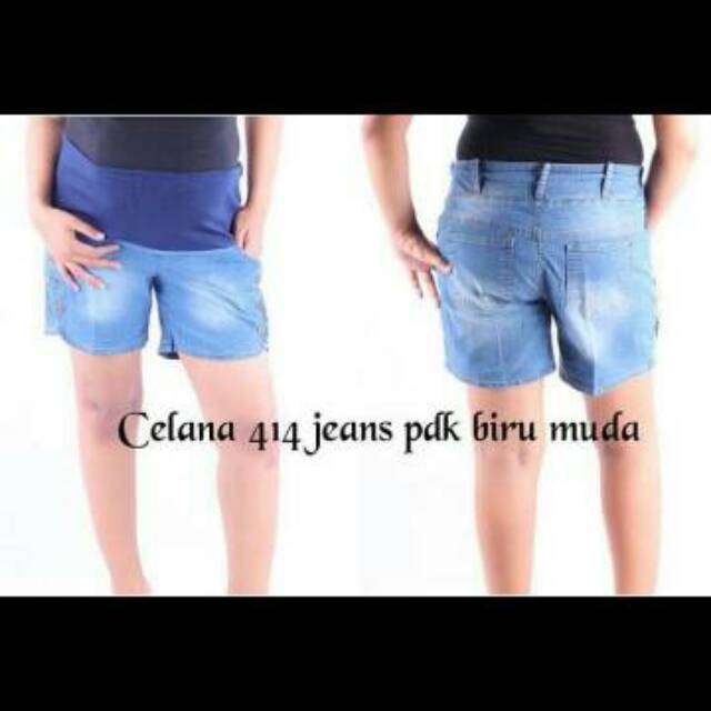 Celana hamil pendek jeans 414 denim muda