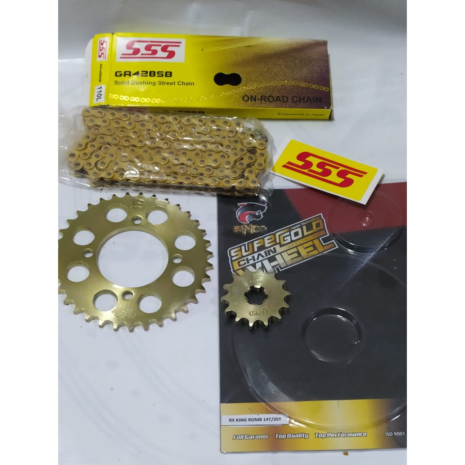 GEAR SET RX KING GIR SET RX KING 428 35T - 14T PLUS RANTAI SSS GOLD SB 428 - 110L-1