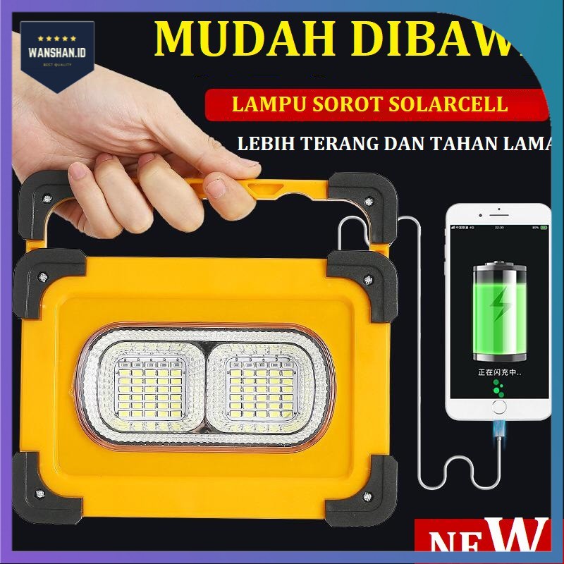 [WS]  LAMPU CAMPING LAMPU SOROT LED SOLAR CELL multifungsi 50w -100w batre dan solar