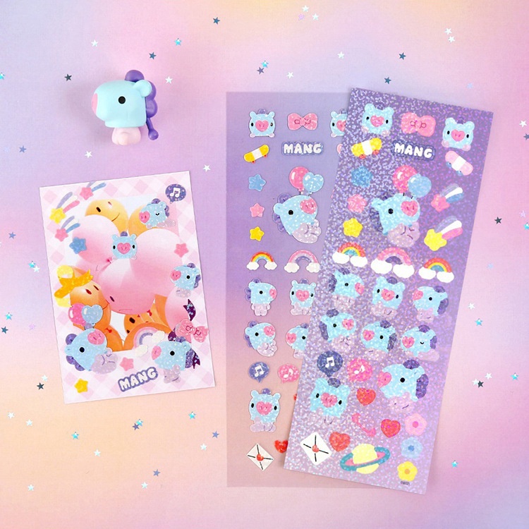 Stiker Transparan Motif Kartun KPOP BTS BT21 Anti Air Untuk Dekorasi Diary / Handphone DIY