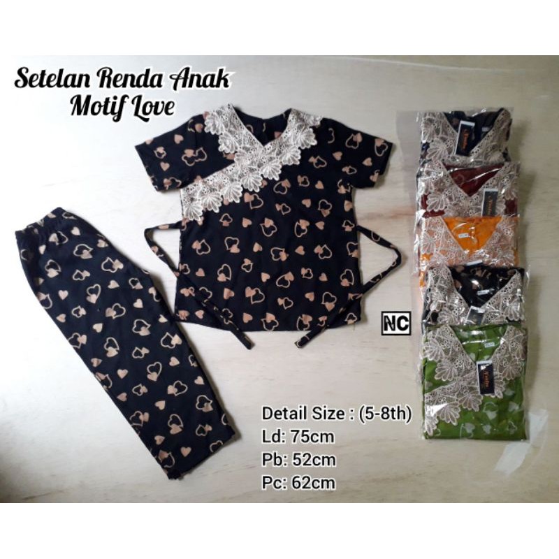 SETELAN CP RENDA ANAK USIA 4-8Th /SETELAN RAYON TEBAL