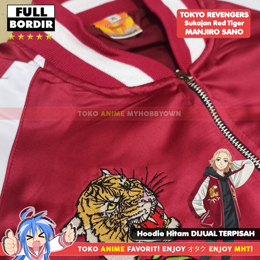 Jaket Tokyo Revengers Bomber Sukajan Anime Sano Manjiro Mikey Tiger Macan Harimau