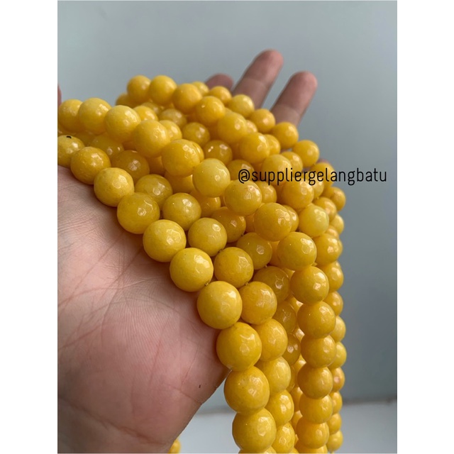 batu alam YELLOW AGATIS FACETED 12mm cutting kuning aksesoris craft