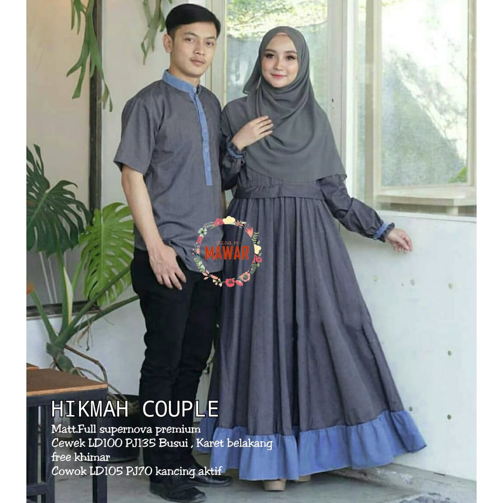 COUPLE MUSLIM BAJU Gamis+Khimar+ Kemeja Muslim COUPLE HIKMAH BAJU COUPLE MUSLIM