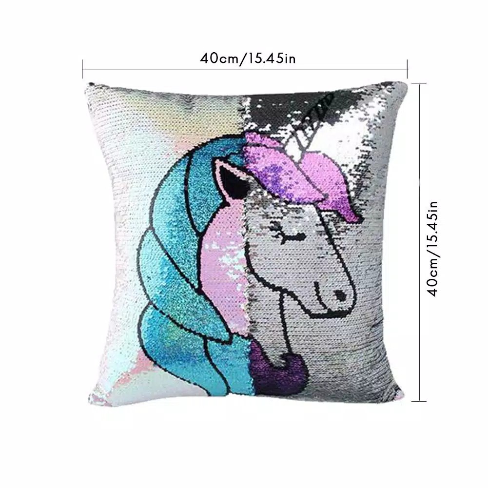 Sarung Bantal Sofa Sequin Unicorn 3 warna kwalitas Premium