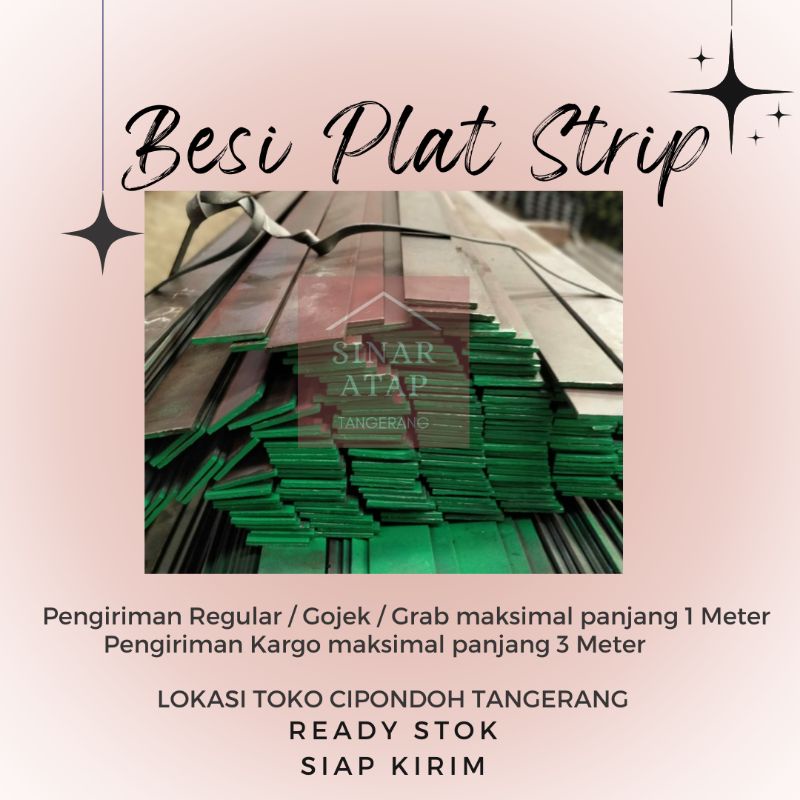 Besi Plat Strip lebar 2,5Cm tebal 2.8mm Panjang 6m (3/25x6m)