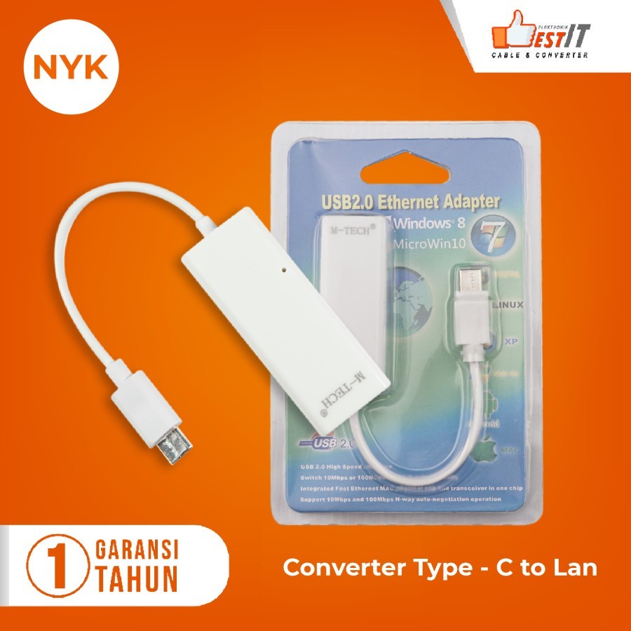 Type C USB 3.1 to RJ45 Ethernet LAN Adapter