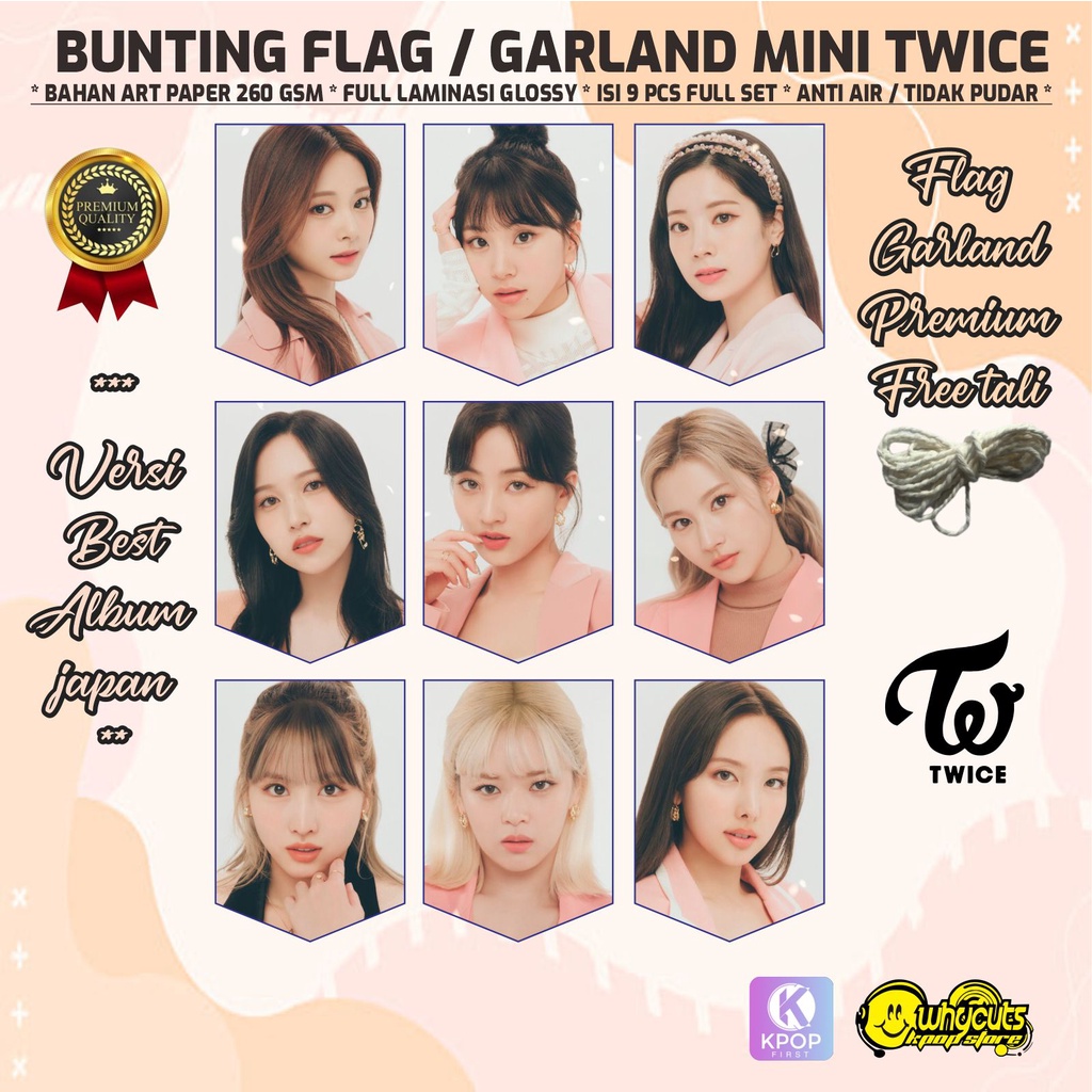 BUNTING FLAG / GARLAND MINI PREMIUM TWICE / PRINT 1 SISI FULL LAMINASI ANTI AIR