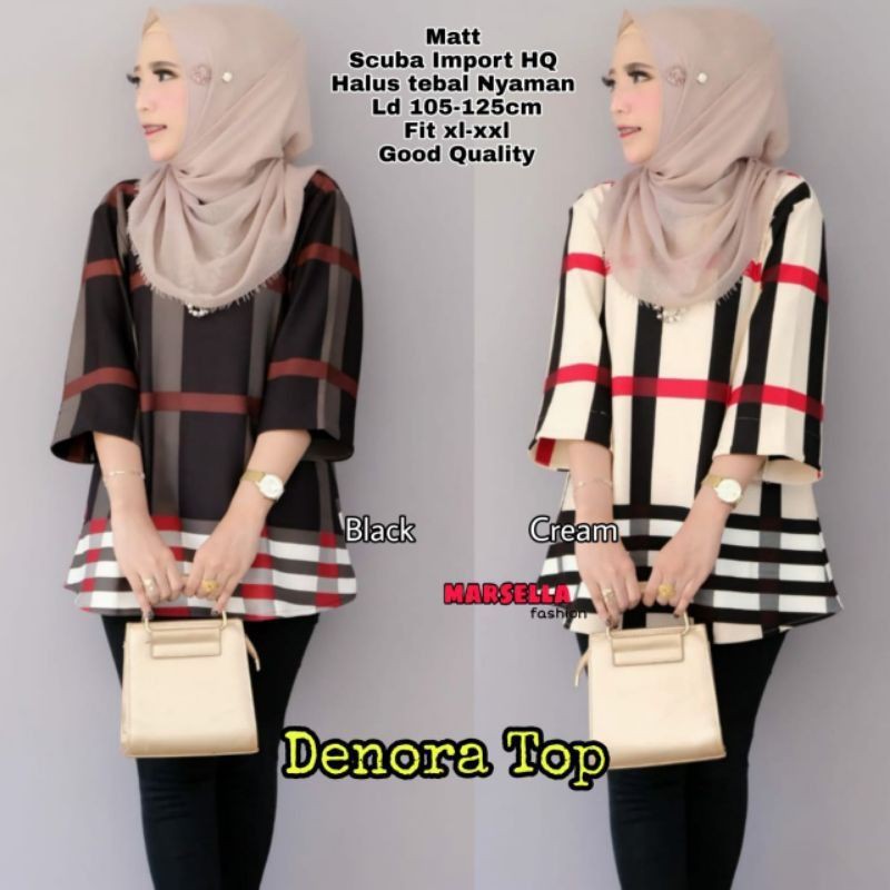 Atasan Wanita Kekinian Blouse Kotak Kotak Wanita Denora KlipBusana ld 100 110 120 130 Atasan Jumbo W