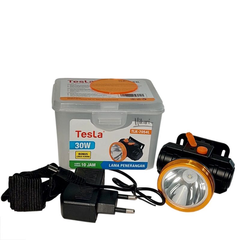 Senter kepala tesla 30watt TLK-7054L Cahaya putih plus lensa kuning