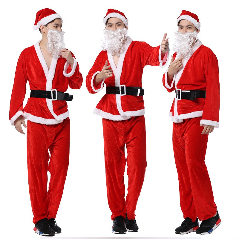 set kostum baju natal sweater kardigan pria santa claus cosplay