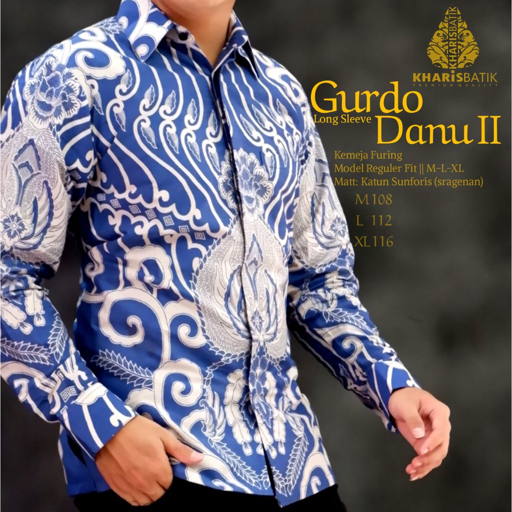 GURDO DANU Kemeja Batik Pria Lengan Panjang | Hem Batik Pria FULL FURING KHARIS