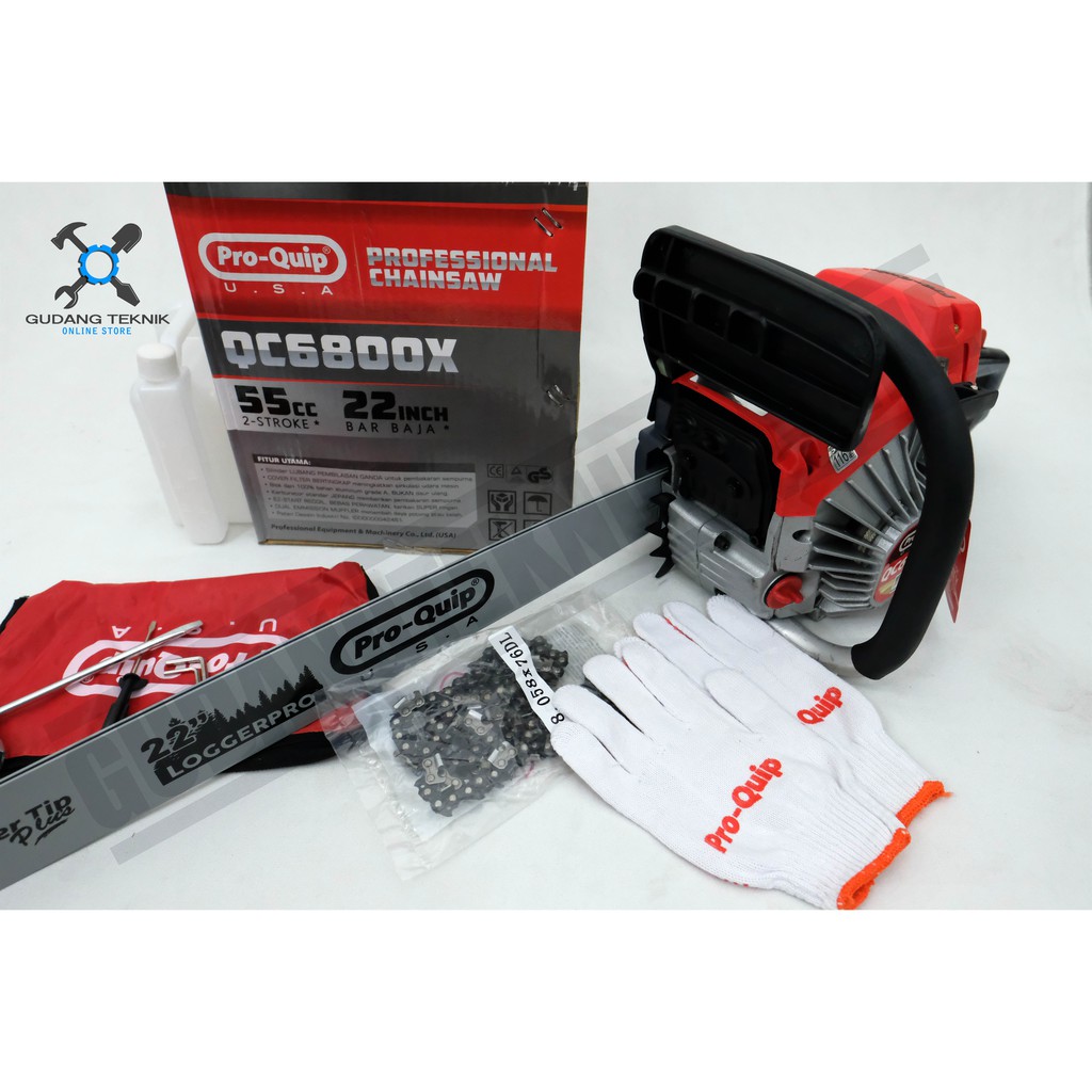 Mesin Gergaji Kayu Chainsaw 22 Inch Pro-Quip Chain Saw QC6800X Laser Tip Bar Baja Pro Quip