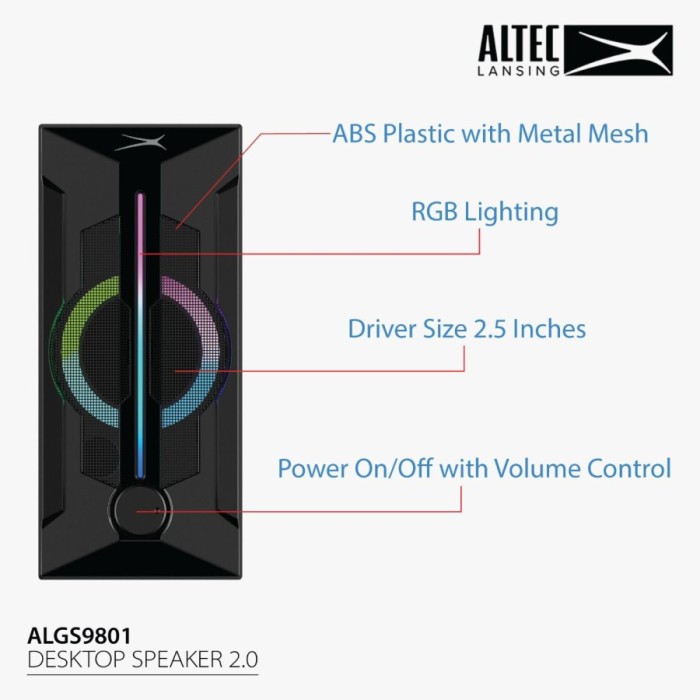 Altec Lansing ALGS9801 RGB Desktop Speaker for Computer Laptop 9801