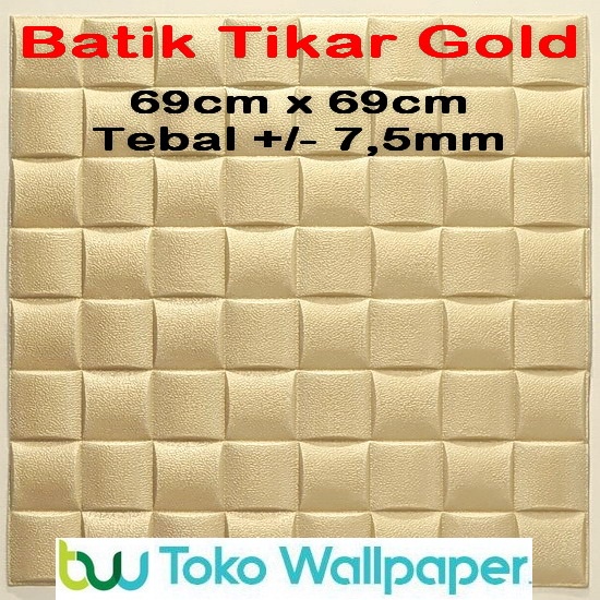Wallpaper Dinding 3D Foam 70 x 70 cm Motif Batik Stiker-Tikar Gold