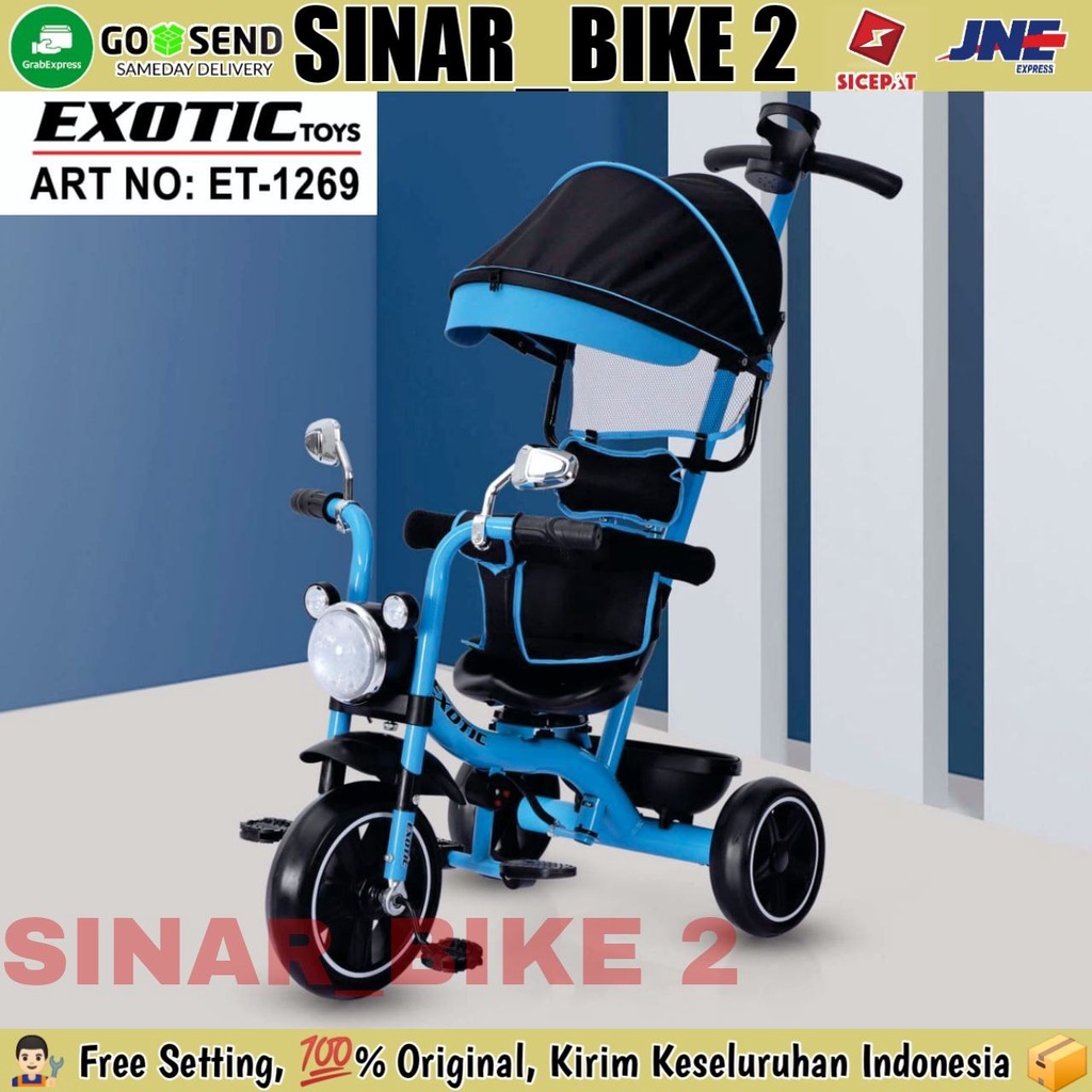 Sepeda Roda Tiga 3 EXOTIC ET-1267,1269 Kursi Putar Kanopi Tricycle Anak