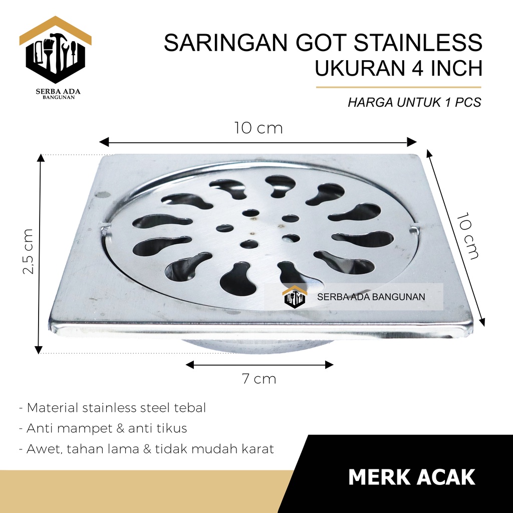 SARINGAN GOT SUS 304 STAINLESS STEEL FULL ASLI / ANTI KARAT 100% PEMBUANGAN AIR GOT KAMAR MANDI