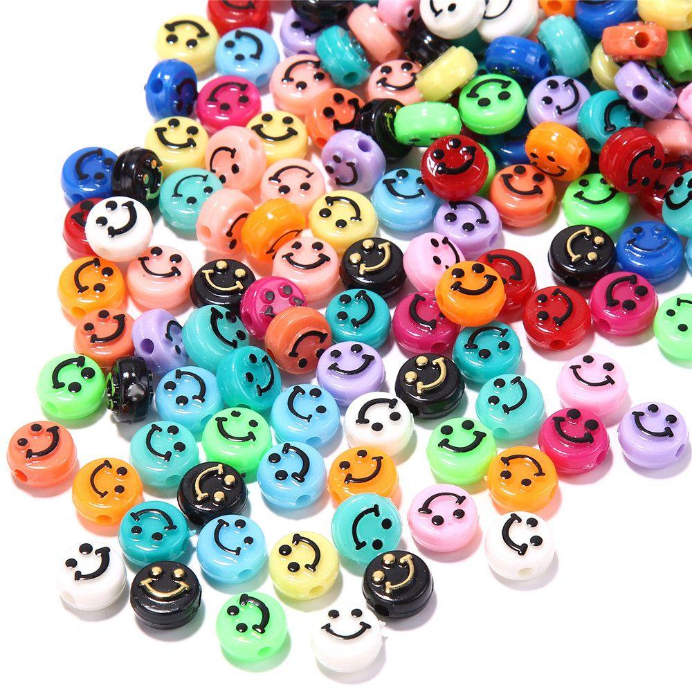 Lily 100 Pcs Spacer Beads New Mixed Kalung Scrapbook Membuat Perhiasan Wajah Tersenyum Polymer Clay