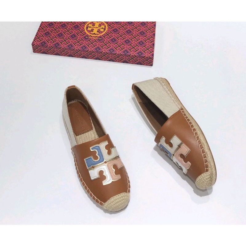 Tory Burch Leather Color Matching Fisherman Flat Shoes Women