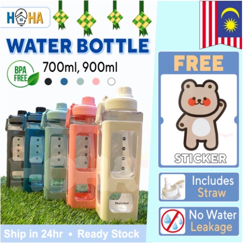 botol air beruang korea botol kapasitas besar botol portabel siswa dengan sedotan botol air plastik 