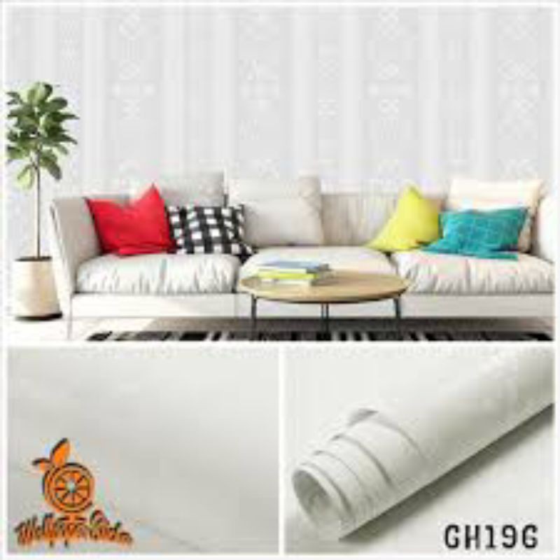 wallpaper stiker dinding murah motif polos putih garis